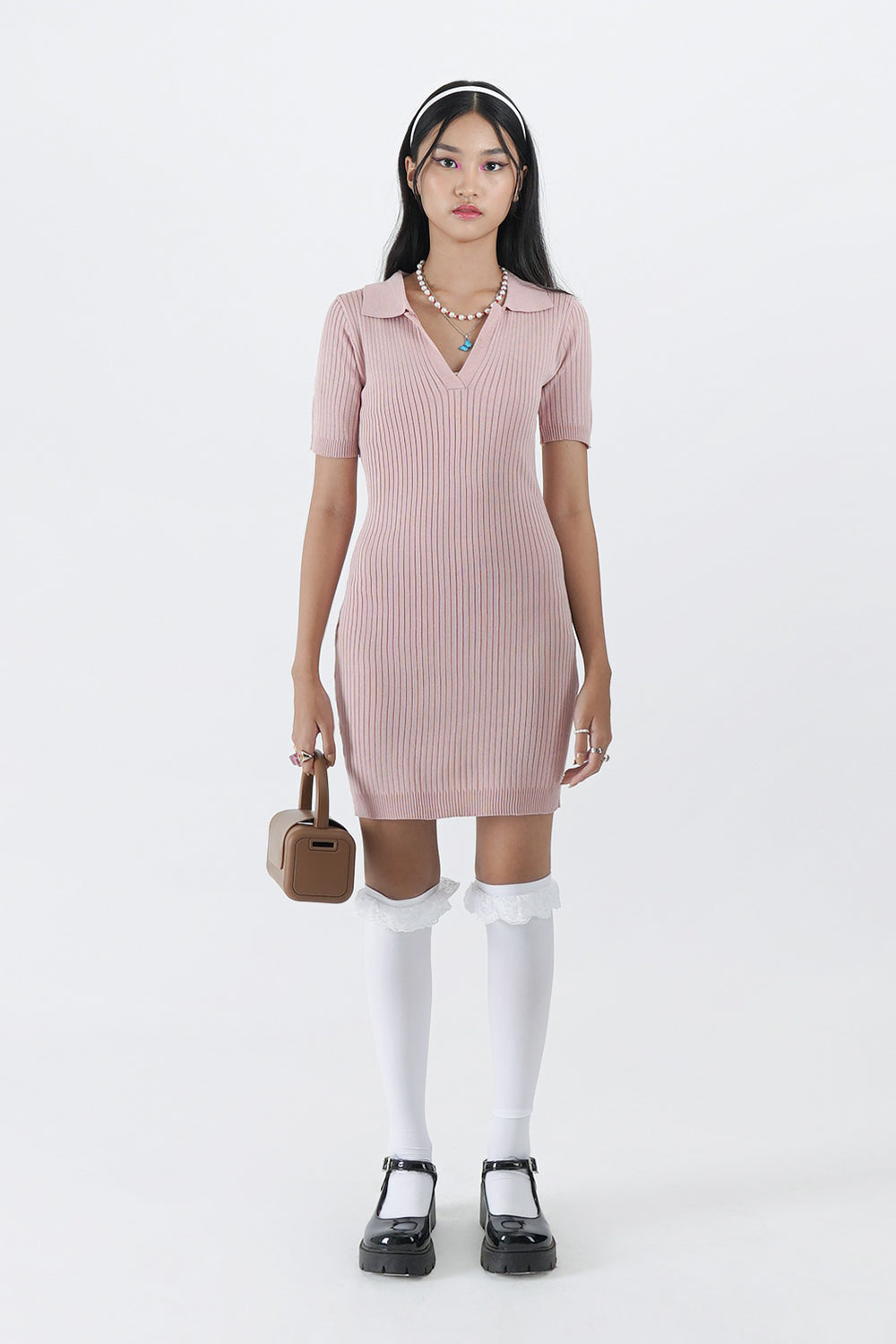 Kiara RIb Knit Dress - Pink